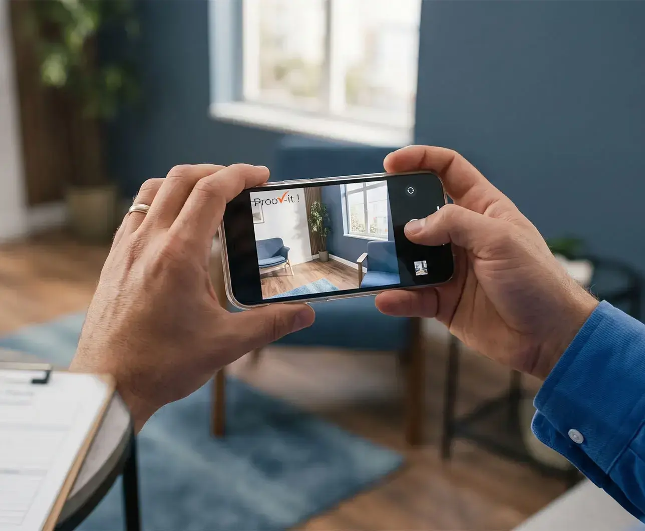 Photographie d’une pièce prise avec un téléphone pendant la visite