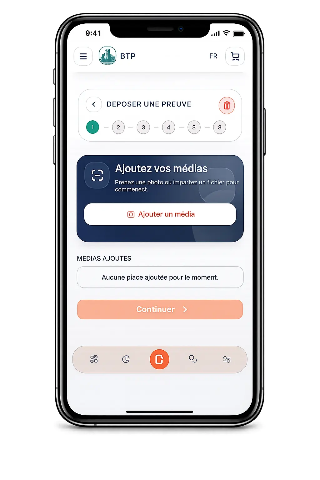 Proov-it app screen while adding a piece of evidence